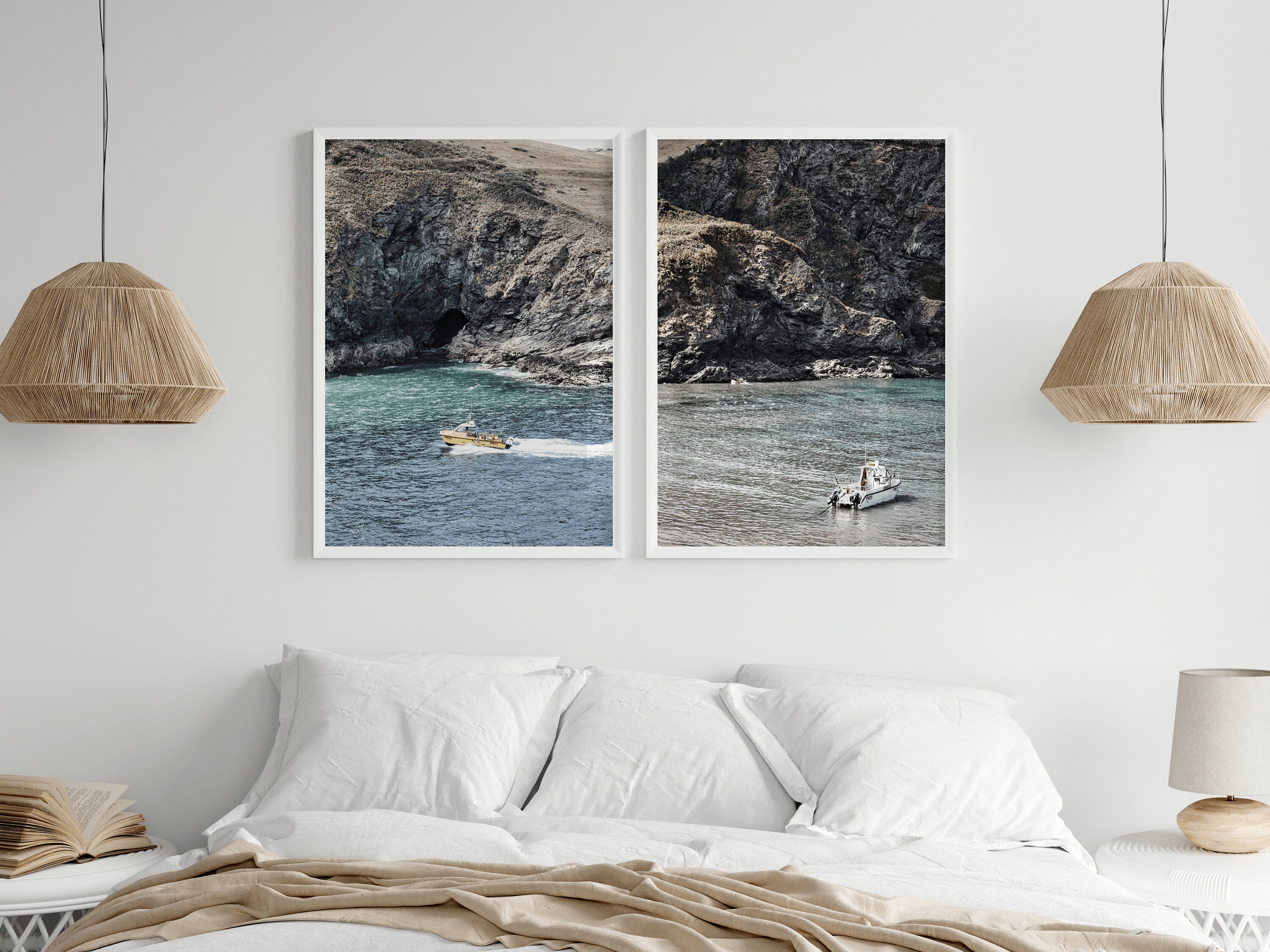 Coastal Boat & Sea Wall Art Print | Digital Download - Etsy Australia