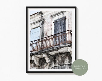Rustic Villa Balcony Wall Art Print | Digital Download