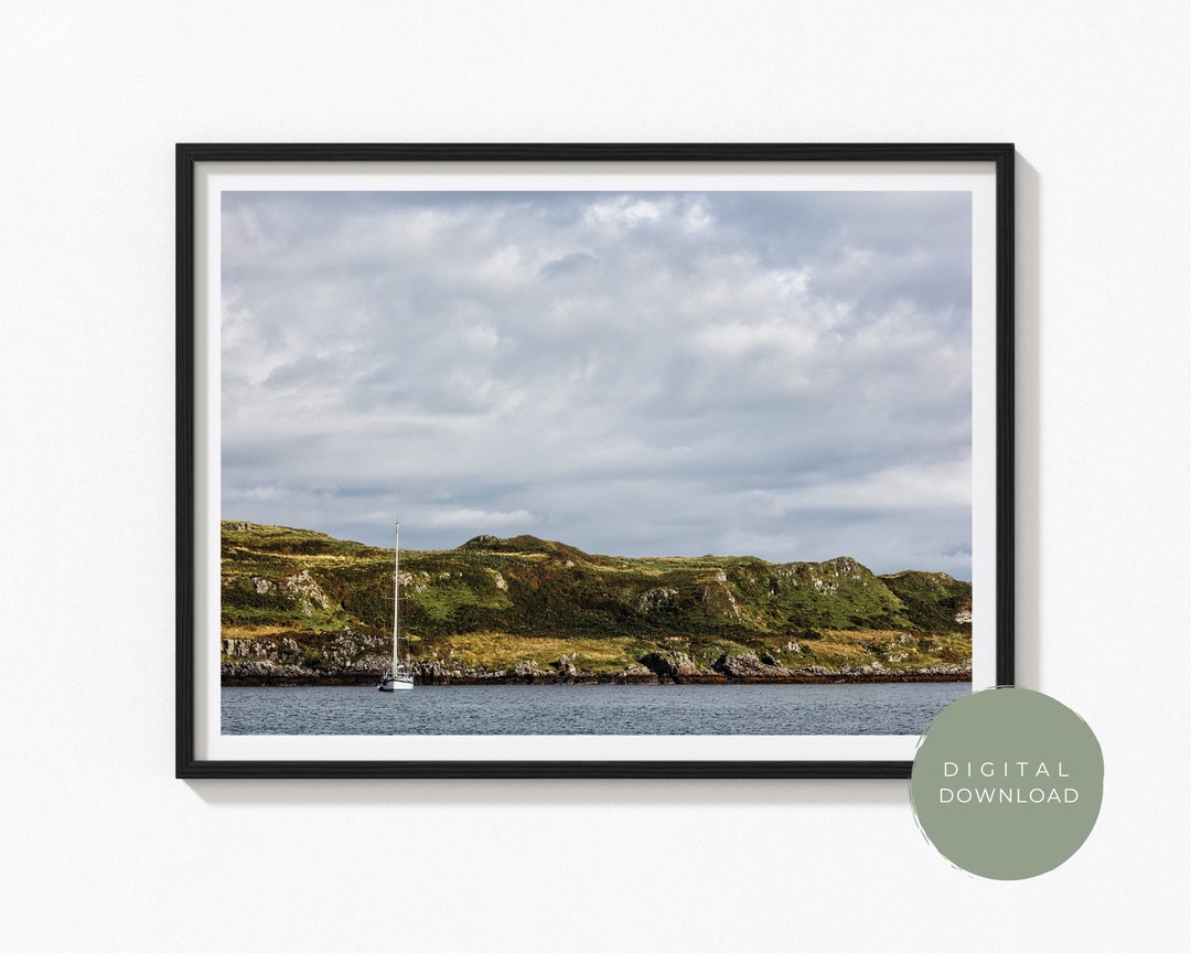 Sailing Boat Scottish Coast Wall Art Print | Digital Download - Etsy ...