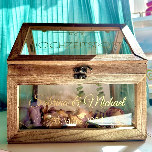 Hochzeitspost Box * für Geldgeschenke und Karten zur Hochzeit, -personalisiert - ca. 19 x 15 x 18,5 cm *Blickfang auf jeder Hochzeit*