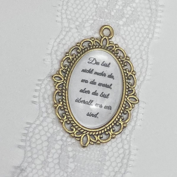 Memorial commemorative pendant for the bridal bouquet oval in gold