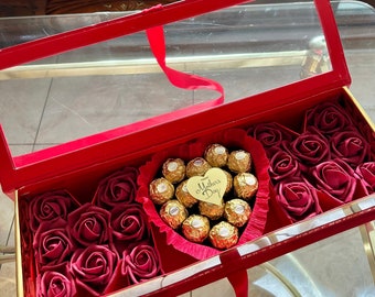 Muttertags Geschenk Box zum Muttertag Süßigkeiten Herz Rosen Schokolade Pralinen Rocher Ferrero Mama Mom Mothersday