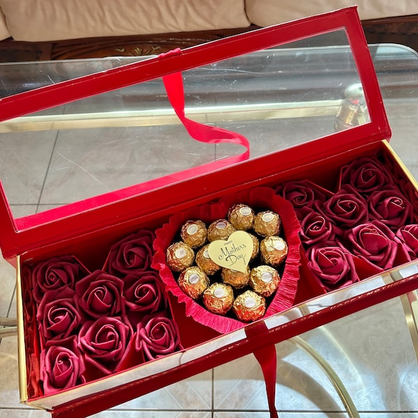 Muttertags Geschenk Box zum Muttertag Süßigkeiten Herz Rosen Schokolade Pralinen Rocher Ferrero Mama Mom Mothersday