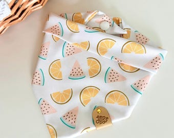Citrus Splash Dog Bandana - Tie and Snap Pet Bandana