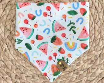 Dog Bandana -  Fruit Pet Bandana - Tie and Snap - Cat Bandana - Pet Gift - Dog Mom - Stylish Pet Bandana - Summer Bandana