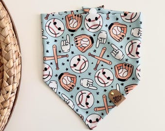 Baseball Pet Bandana - Tie and Snap Cat/Dog Bandana