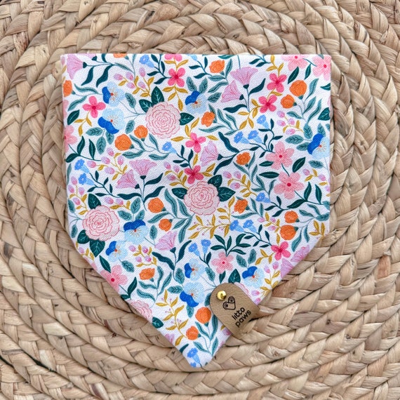 Dog Bandana Floral Spring Pet Bandana Tie and Snap Cat Bandana Pet Gift Etsy