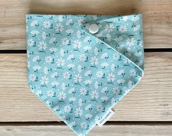 Dog Bandana - Green Daisy Dots Pet Bandana - Tie and Snap - Cat Bandana - Pet Gift