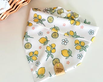 Lemon Bloom Dog Bandana – Tie and Snap Pet Bandana