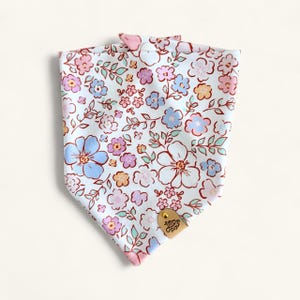 Spring Bloom - Flower Dog Bandana - Dog Bandana - Tie and Snap - Cat Bandana - Pet Gift - Dog Mom - Stylish Pet Bandana