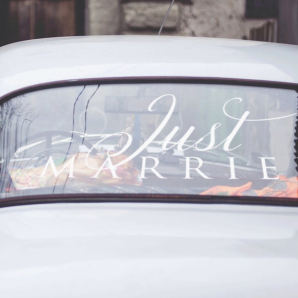 Autocollants de voiture Just Married - personnalisés avec noms, date et couleur - décalcomanies de décoration de voiture - signes de décoration de voiture de mariage HA-04