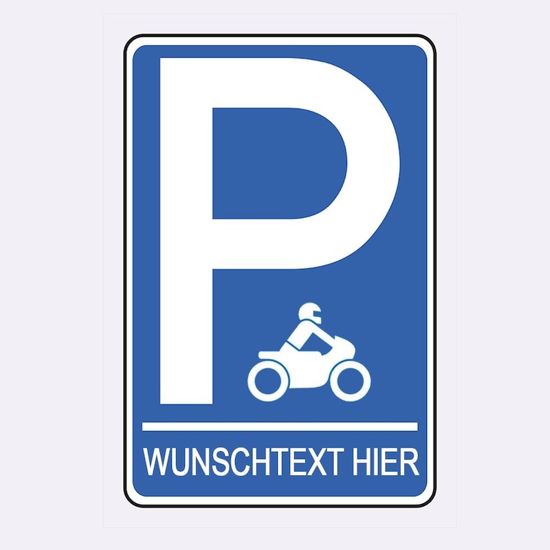 Motorrad Parkplatz Schild Personalisiert – Wunschtext, Privatparkplatz, Made In DE