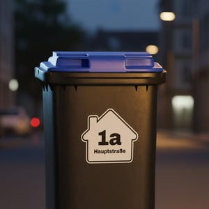 Étiquettes personnalisées pour poubelles avec numéro de maison et nom de rue – résistantes aux intempéries et durables, pour une identification facile des poubelles