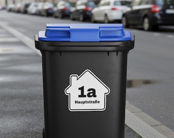 Vuilnisbakstickers voor de vuilnisbak met huisnummer en straatnaam - Gepersonaliseerde stickers voor eenvoudige identificatie