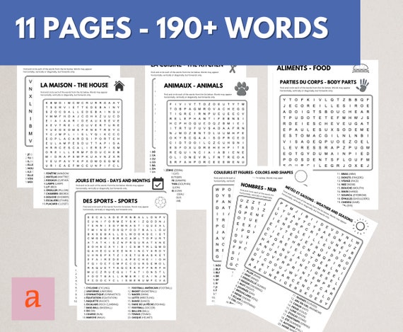 French Word Search Workbook for Kids and Adults Learn French - Etsy