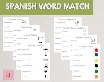 Spanish Word Match Workbook, Learn Spanish Activity (PDF)