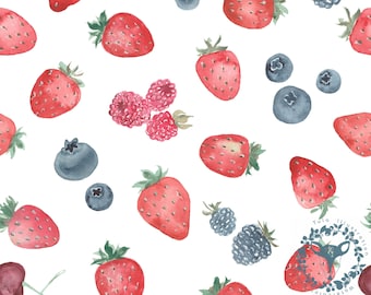 Watercolor Fruit Seamless Pattern, Commercial Licence (Digital File)