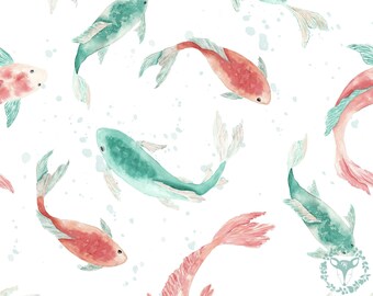 Koi Fisch-Aquarell-Muster, Kinderstoffdesign (digitaler Download)