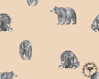 Bear Watercolor Seamless Pattern, Kids Fabric Design (Instant Download)