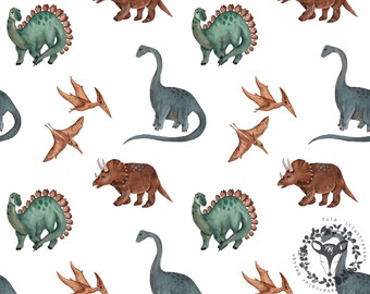 Patrón de tela sin costuras de dinosaurio, licencia comercial (descarga digital)
