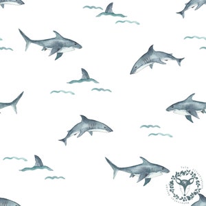 Sharks Watercolor seamless design, Surface Pattern, Kids Pattern, Commercial Licence, Non-Exclusive, INSTANT DOWNLOAD, Animals fabric design