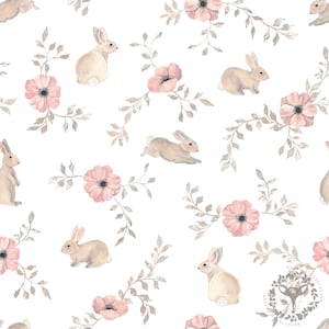 Bunnies seamless design, Surface Pattern INSTANT DOWNLOAD, Watercolor Kids Pattern, Commercial Licence, Non-Exclusive, Animals fabric design