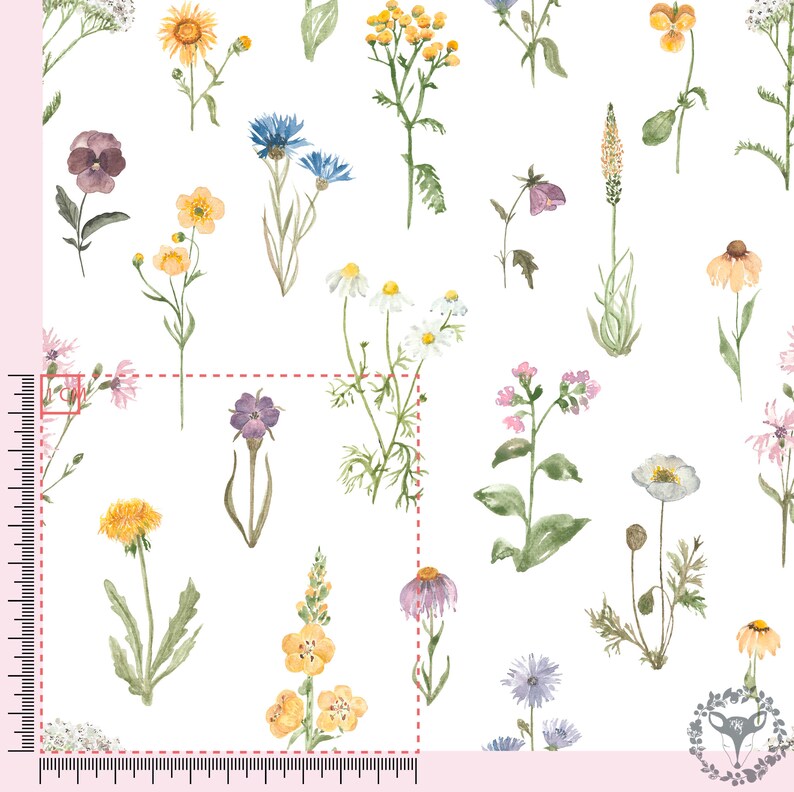 Watercolor Floral Fabric Design, Seamless Flower Pattern (instant ...