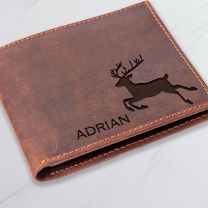 Cartera de ciervo navideño, cartera personalizada para hombre, cartera de ciervo navideño grabado, cartera para papá, regalo para papá, regalo de Navidad, cartera de caza