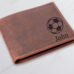 Billetera de fútbol, billetera deportiva, billetera personalizada para hombre, regalo de jugador de fútbol, regalo de cumpleaños para hombre, billetera navideña, billetera para amantes del fútbol