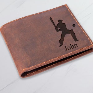 Cartera de béisbol personalizada, cartera deportiva personalizada, cartera de cuero grabada para hombre, regalo de jugador de béisbol, cartera de Navidad, cartera para amantes del béisbol