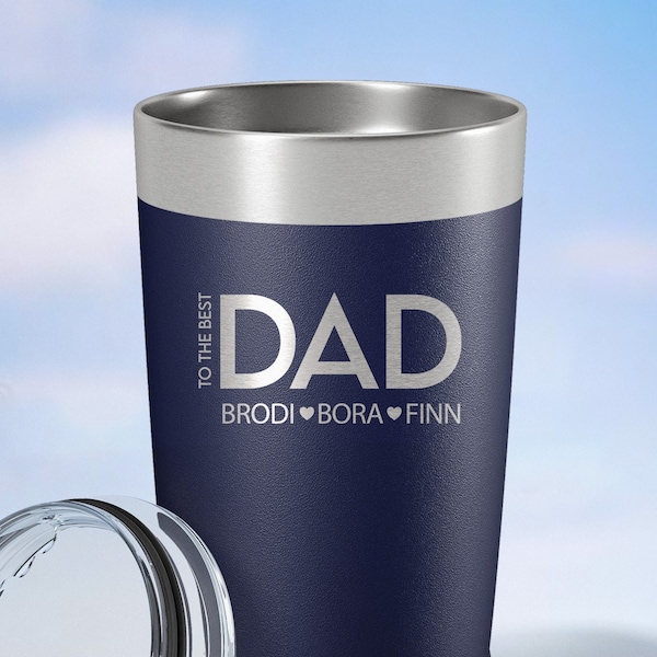 To The Best Dad Water Bottle, Custom Dad Gift From Child, Fathers Day Gift, Best Dad Tumbler, Daddy Travel Mug With Kids Name, Gift From Son