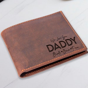 Billetera We Love You Daddy, regalo para el día del padre, billetera de cuero grabada para papá, regalo de cumpleaños para papá, regalo para papá de parte de los niños, regalo para papá