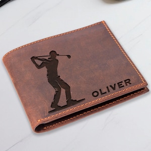 Cartera de golf personalizada, cartera deportiva, cartera de golfista única, cartera grabada de regalo para hombres, cartera de hombre personalizada, regalo personalizado para golfistas