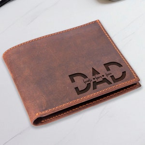 Billetera personalizada para papá, regalo para el día del padre, billetera de cuero para papá, regalo de cumpleaños para papá, regalo para papá de los niños, billetera para papá con nombres de niños