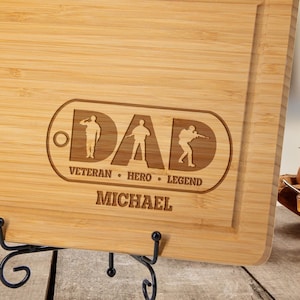 Veteran Hero Legend Dad Cutting Board, Dad Home Decor, 4th of July Gift, Soldier Dad Gift, Memorial Day Gift, Independence Day Gift