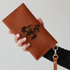 Cartera de mujer personalizada, Cartera del Día de las Madres, Regalo de cumpleaños para la madre, Cartera de mujer retrato, Regalo para aniversario, Cartera de novia