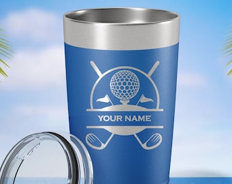 Personalized Golf Tumbler, Engraved Golf Gift, Customized Golf ball Insulated Cup, Golfers gift, Golf ball Tumbler, Custom Golf travel mug