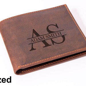 Custom Name Wallet, Leather Wallet, Fathers Day Gift, Husband Gift, Gift for Father, gift for Grandpa, Gift From Girlfriend, Boyfriend gift