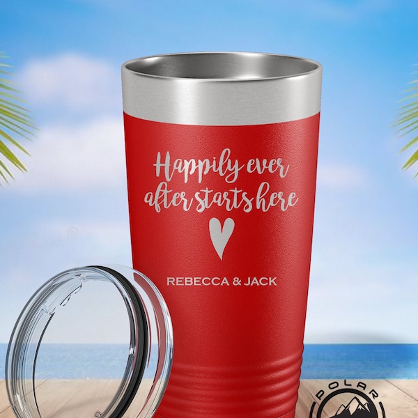 Customized Happily Ever After Starts Here Tumbler, Valentines Day Gift, Anniversary Tumbler, Unique Gift for Her, Valentines Day Tumbler