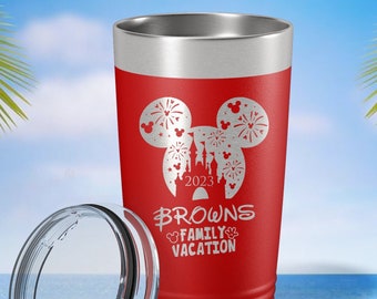 Family Vacation Tumbler, Engraved Disney Tumbler, Minnie Tumbler, Mickey Mouse Cup, Personalized Birthday Party Tumbler, Funny Kids Tumbler