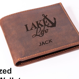 Cartera de cuero para pesca, Cartera de regalo para padre, Cartera con nombre personalizado, Cartera de pescador, Regalo del día del padre, Cartera para marido, Cartera de caza