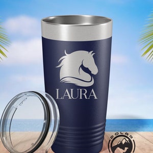 Personalized Horse Design Tumbler, Horse Water Bottle, Personalized Mom Gift, Horse Lover Tumbler, Horse Rider Coffee Cup, Equestrian Gift