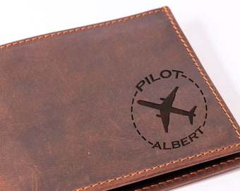 Personalized Pilot Gift, Engraved Pilot Wallet, Custom Gifts For Pilot, Helicopter Pilot Gift, Flight Crew Gift, Custom Aviation Gift