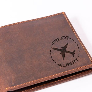 Personalized Pilot Gift, Engraved Pilot Wallet, Custom Gifts For Pilot, Helicopter Pilot Gift, Flight Crew Gift, Custom Aviation Gift