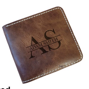 Personalized Leather Wallet, Custom Name Wallet, Fathers Day Gift, Army and Soldier Gift, Custom Engraved Wallet, Hunting Gift, Husband Gift image 1