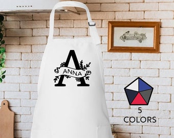 Custom Name Apron, Personalized Apron, Letters Apron, Mom Apron with pockets, Custom design apron, Aprons for Women and Men, Gift For Mother