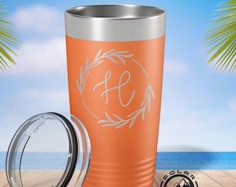 Vaso personalizado con inicial, botella de agua con inicial grabada, vaso con nombre personalizado, regalo personalizado para mamá, regalo con inicial, regalo único para mamá