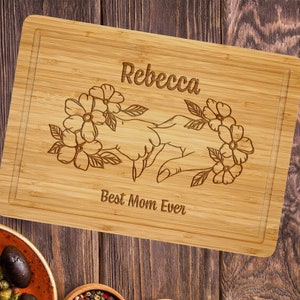 Best Mom Ever Cutting Board, Mothers Day Cheese Board, Personalized Mothers Day Gift, Mother&#39;s Day Decor, Mom Birthday Gift, Mom Home Decor