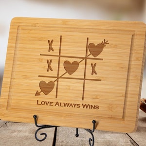 Love Always Wins Cutting Board, Gift for couples, Gift For Lovers, Custom Anniversary Gifts, Wedding or Engagement Board, Valentine Gift