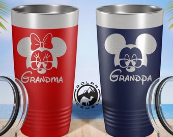 Grandpa Tumbler, Grandma Tumbler, Gift From Grandkids, Disney Tumbler, Minnie and Mickey Mouse Tumbler, Grandpa and Grandma Water Bottle
